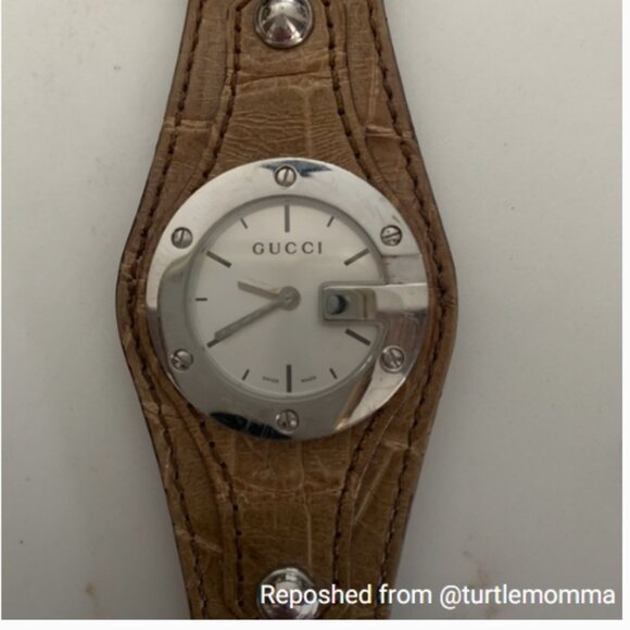 GUCCI Bandeau Watch 104 Alligator Band - Picture 13 of 13